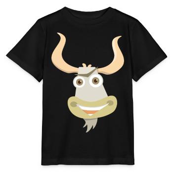 Fröhliche Illustration eines Yakkopfes - Stanley/Stella Kinder T-Shirt MINI CREATOR  - Schwarz - Vorne - Mikhail (115cm)