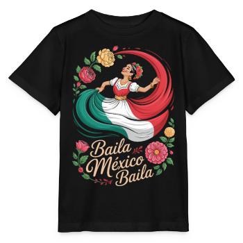 Folklore Tanz Mexiko Mexikanische Frau - Stanley/Stella Kinder T-Shirt MINI CREATOR  - Schwarz - Vorne - Mikhail (115cm)