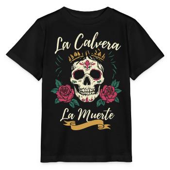 Crâne en sucre Noël homme cadeau floral - T-shirt bio MINI CREATOR Stanley/Stella Enfant - noir - Devant - Mikhail (115cm)