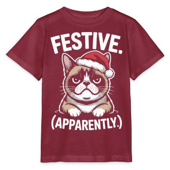 Festliche stimmungsvolle Katzen-Weihnachtsstimmung - Stanley/Stella Kinder T-Shirt MINI CREATOR  - Burgunderrot - Vorne - Kain (125cm)