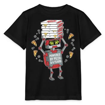 Propulsé par un robot du 6e anniversaire de Pizza - T-shirt bio MINI CREATOR Stanley/Stella Enfant - noir - Devant - Mikhail (115cm)