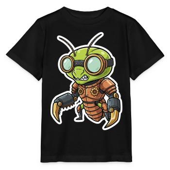 Praying Mantis Steampunk Copper Armor - Stanley/Stella MINI CREATOR Kids’ T-Shirt - black - Front - Mikhail (115cm)