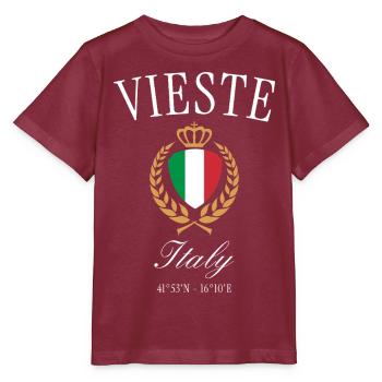 Vieste Italy Coat of Arms Crown – Travel Souvenir - Stanley/Stella MINI CREATOR Kids’ T-Shirt - burgundy - Front - Kain (125cm)