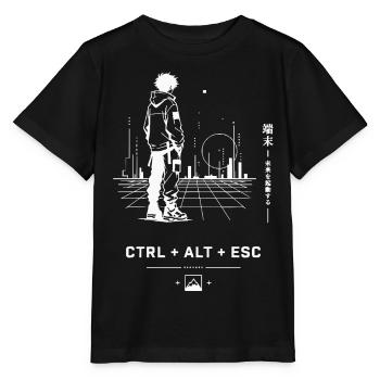 Ctrl Alt Esc Neon Skyline - Stanley/Stella Kinder T-Shirt MINI CREATOR  - Schwarz - Vorne - Mikhail (115cm)