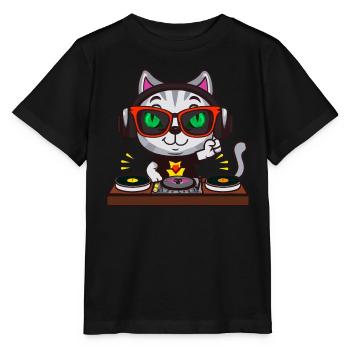 Cat Glasses Platine DJ Disco Club Vie nocturne - T-shirt bio MINI CREATOR Stanley/Stella Enfant - noir - Devant - Mikhail (115cm)