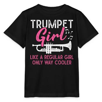 Trumpet Girls Brass Band Orchestra Musician - Stanley/Stella MINI CREATOR Kids’ T-Shirt - black - Front - Mikhail (115cm)