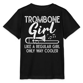 Trombone Girls Brass Band Trombonist - Stanley/Stella MINI CREATOR Kids’ T-Shirt - black - Front - Mikhail (115cm)