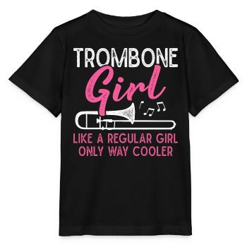 Trombone Girls Brass Band Trombonist - Stanley/Stella MINI CREATOR Kids’ T-Shirt - black - Front - Mikhail (115cm)