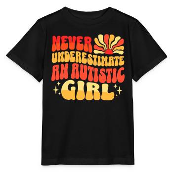 Unterschätze niemals autistisches Mädchen - Stanley/Stella Kinder T-Shirt MINI CREATOR  - Schwarz - Vorne - Mikhail (115cm)
