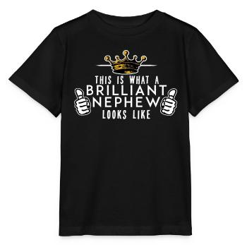 Nephew - This is what a brilliant nephew looks - Stanley/Stella MINI CREATOR Kids’ T-Shirt - black - Front - Mikhail (115cm)