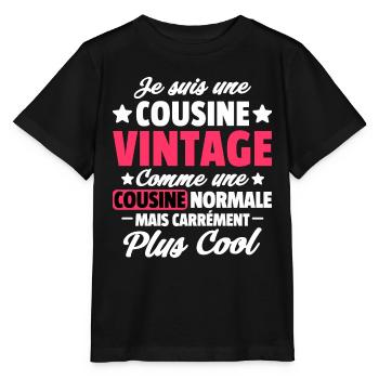 je suis une cousine / super cousine - T-shirt bio MINI CREATOR Stanley/Stella Enfant - noir - Devant - Mikhail (115cm)