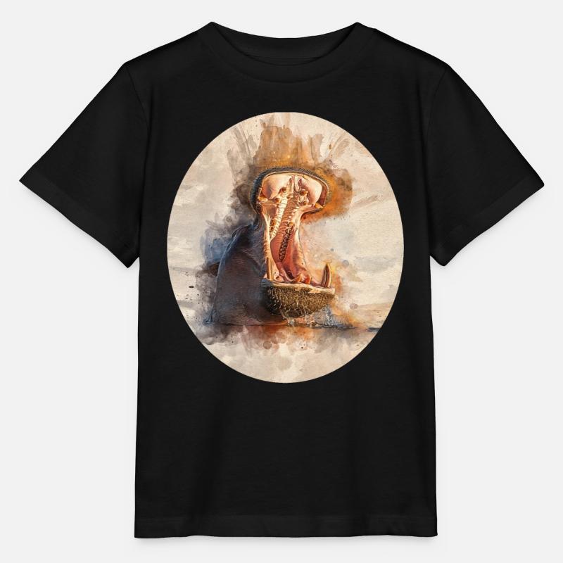 Nilpferd gähnt - Stanley/Stella Kinder T-Shirt MINI CREATOR - Schwarz