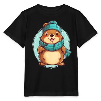 Gemütlicher Otter - Stanley/Stella Kinder T-Shirt MINI CREATOR  - Schwarz - Vorne - Mikhail (115cm)