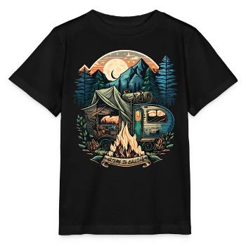 Ein Leben ohne Camping ist möglich aber sinnlos - Stanley/Stella Kinder T-Shirt MINI CREATOR  - Schwarz - Vorne - Mikhail (115cm)