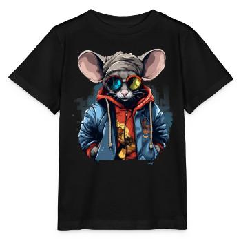 Urban Rodent: Streetwise Mouse Vibes - T-shirt bio MINI CREATOR Stanley/Stella Enfant - noir - Devant - Mikhail (115cm)