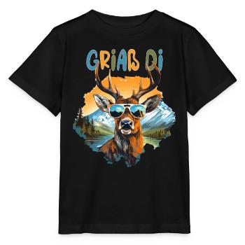 Griaß di Hirsch pour la fête du village Tracht Dorfkind - T-shirt bio MINI CREATOR Stanley/Stella Enfant - noir - Devant - Mikhail (115cm)