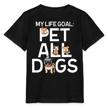 Mein Lebensziel ist es, alle Hunde zu streicheln - Stanley/Stella Kinder T-Shirt MINI CREATOR  - Schwarz - Vorne - Mikhail (115cm)