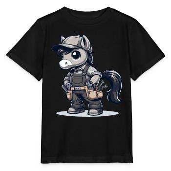 Cute Horse Craftsman - Stanley/Stella Kinder T-Shirt MINI CREATOR  - Schwarz - Vorne - Mikhail (115cm)