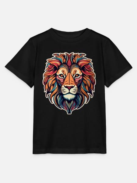 Löwenkopf psychedelisch - Stanley/Stella Kinder T-Shirt MINI CREATOR  - Schwarz