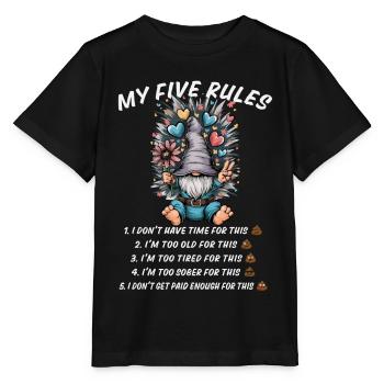 5 règles d’un gnome amusant - T-shirt bio MINI CREATOR Stanley/Stella Enfant - noir - Devant - Mikhail (115cm)