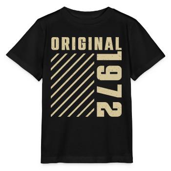 Original 1972 Authentischer Jahrgang Bursdag von 1972 - Stanley/Stella Kinder T-Shirt MINI CREATOR  - Schwarz - Vorne - Mikhail (115cm)