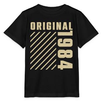 Original 1984 Authentischer Jahrgang Bursdag von 1984 - Stanley/Stella Kinder T-Shirt MINI CREATOR  - Schwarz - Vorne - Mikhail (115cm)