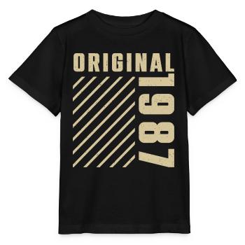 Original 1987 Authentischer Jahrgang Bursdag von 1987 - Stanley/Stella Kinder T-Shirt MINI CREATOR  - Schwarz - Vorne - Mikhail (115cm)