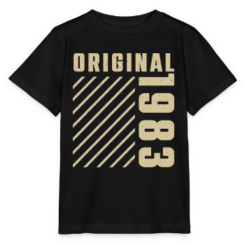 Original 1983 Authentischer Jahrgang Bursdag von 1983 - Stanley/Stella Kinder T-Shirt MINI CREATOR  - Schwarz - Vorne - Mikhail (115cm)