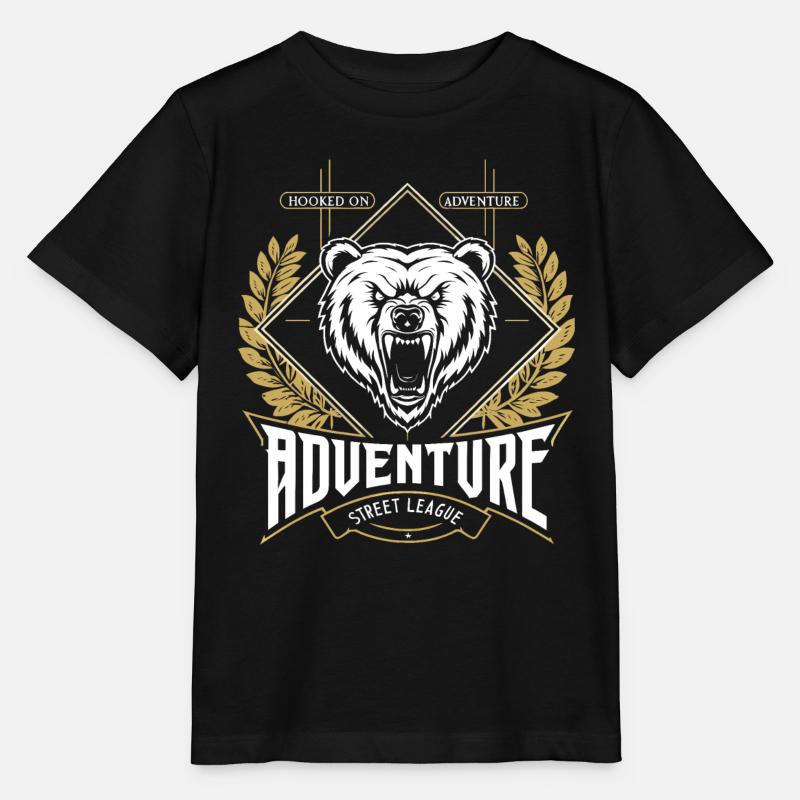 Hooked on Adventure Bear Emblem - Stanley/Stella MINI CREATOR Kids’ T-Shirt - black