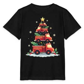 Camion de pompiers drôle, Camion de pompiers, Noël - T-shirt bio MINI CREATOR Stanley/Stella Enfant - noir - Devant - Mikhail (115cm)