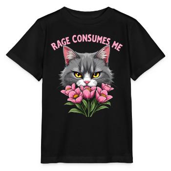 Rage Consumes Me Lustiges Katzenblümchen - Stanley/Stella Kinder T-Shirt MINI CREATOR  - Schwarz - Vorne - Mikhail (115cm)