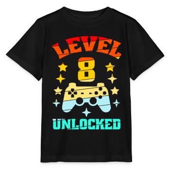 8. Geburtstag Level 8 unlocked - Stanley/Stella Kinder T-Shirt MINI CREATOR  - Schwarz - Vorne - Mikhail (115cm)