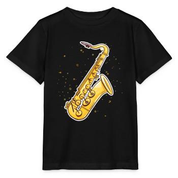 Graphisme pour saxophone - T-shirt bio MINI CREATOR Stanley/Stella Enfant - noir - Devant - Mikhail (115cm)
