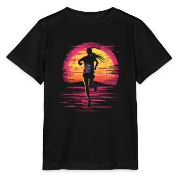Runner Girl Retrowave - Stanley/Stella MINI CREATOR Kids’ T-Shirt - black - Front - Mikhail (115cm)
