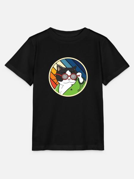 Katze mit Sonnenbrille - Stanley/Stella Kinder T-Shirt MINI CREATOR - Schwarz