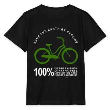 Protect the earth driving bike save energy BIO - Stanley/Stella MINI CREATOR Kids’ T-Shirt - black - Front - Mikhail (115cm)