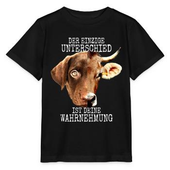 Der Unterschied Ist Deine Wahrnehmung Vegan Hund - Stanley/Stella Kinder T-Shirt MINI CREATOR  - Schwarz - Vorne - Mikhail (115cm)
