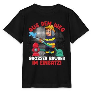 Aus dem Weg Grosser Bruder Im Einsatz Feuerwehr - Stanley/Stella Kinder T-Shirt MINI CREATOR  - Schwarz - Vorne - Mikhail (115cm)