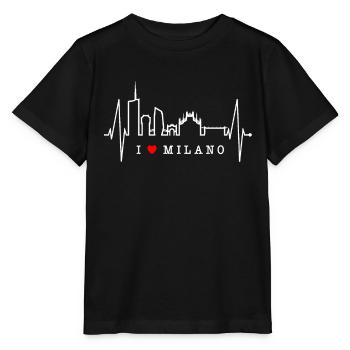Milan Skyline Italy Heartbeat Fan Love Milano - Stanley/Stella MINI CREATOR Kids’ T-Shirt - black - Front - Mikhail (115cm)