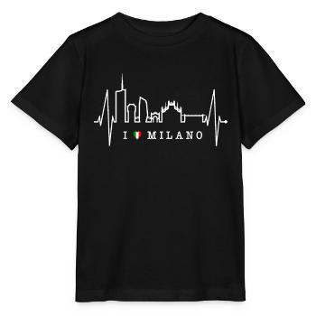 Milan Skyline Italy Heartbeat Fan Love Milano - Stanley/Stella MINI CREATOR Kids’ T-Shirt - black - Front - Mikhail (115cm)