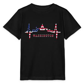 Washington D.C. Skyline Herzschlag USA Ostküste - Stanley/Stella Kinder T-Shirt MINI CREATOR  - Schwarz - Vorne - Mikhail (115cm)