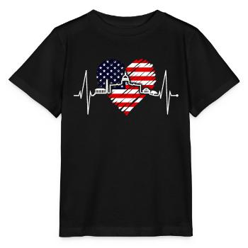 Washington D.C. Skyline Heartbeat Côte Est des États-Unis - T-shirt bio MINI CREATOR Stanley/Stella Enfant - noir - Devant - Mikhail (115cm)