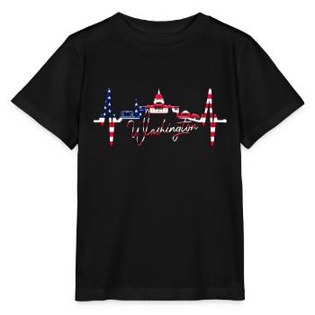 Washington D.C. Skyline Heartbeat Côte Est des États-Unis - T-shirt bio MINI CREATOR Stanley/Stella Enfant - noir - Devant - Mikhail (115cm)