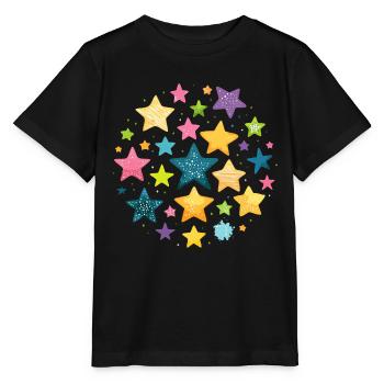étoiles,étoile,étoiles colorées,illustration - T-shirt bio MINI CREATOR Stanley/Stella Enfant - noir - Devant - Mikhail (115cm)