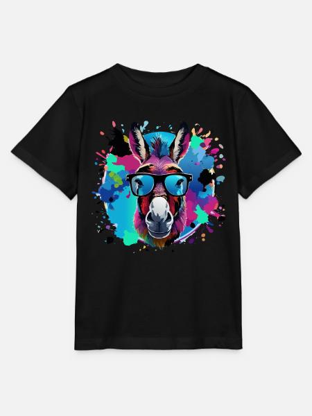 Esel,graffiti ,malerei , bunt,Nerd - Stanley/Stella Kinder T-Shirt MINI CREATOR  - Schwarz