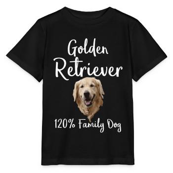 Golden Retriever "120% Family Dog" - Stanley/Stella MINI CREATOR Kids’ T-Shirt - black - Front - Mikhail (115cm)