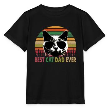 Best Cat Dad Ever Vintage Retro Cat Father s day - Stanley/Stella MINI CREATOR Kids’ T-Shirt - black - Front - Mikhail (115cm)