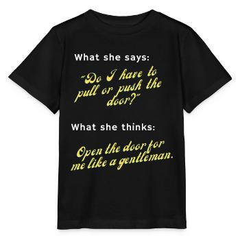 Ouvrez-le comme un gentleman! - T-shirt bio MINI CREATOR Stanley/Stella Enfant - noir - Devant - Mikhail (115cm)