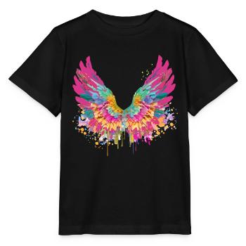 engelsflügel,angelwings,flügel.bunt,graffiti - Stanley/Stella Kinder T-Shirt MINI CREATOR  - Schwarz - Vorne - Mikhail (115cm)