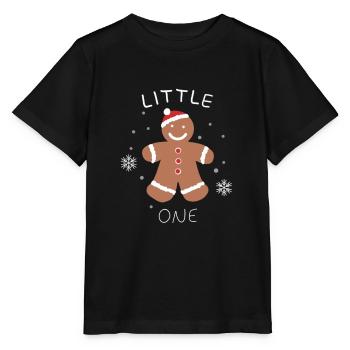 Homme en pain d’épices avec casquette de Noël - T-shirt bio MINI CREATOR Stanley/Stella Enfant - noir - Devant - Mikhail (115cm)